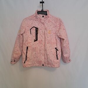 Keevoom Girls Winter Ski Pink Leaf Print Jacket Size 8/9 #KC NO HOOD